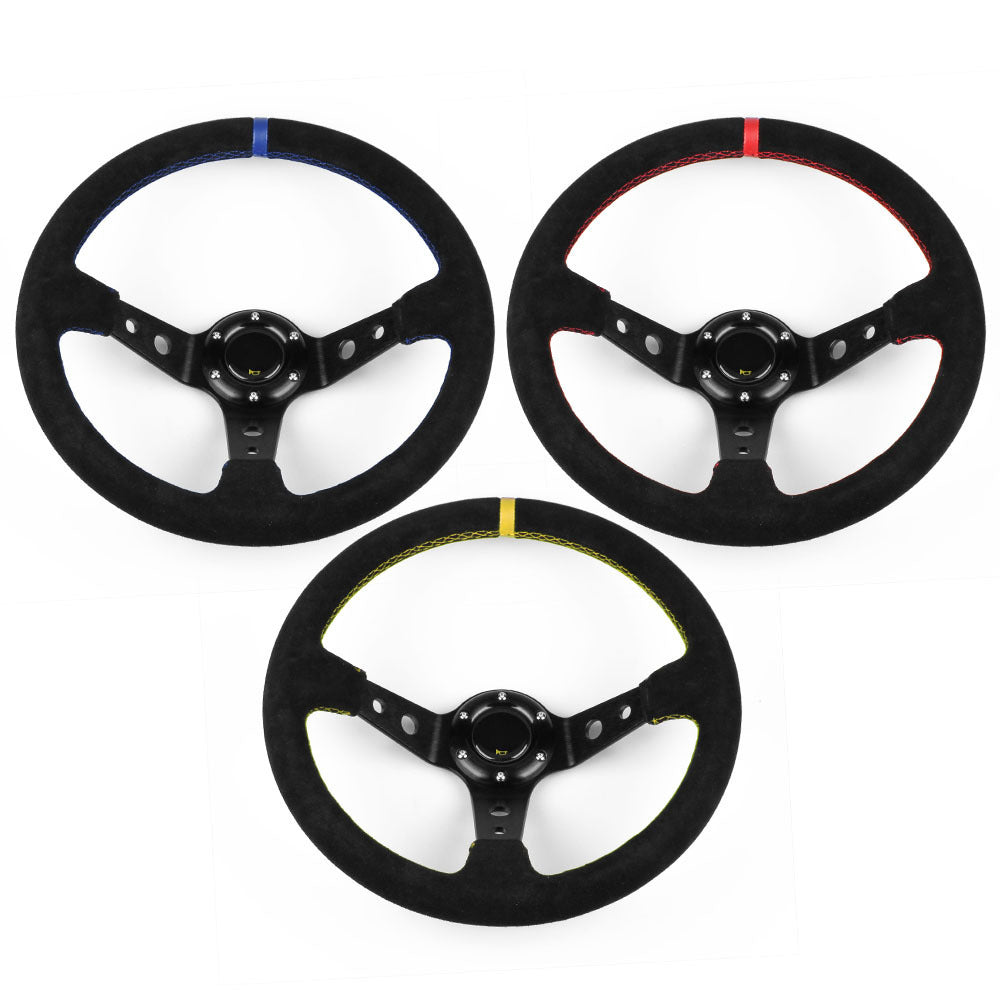 Car Modification Parts Racing Steering Wheel Suede Sports Steering Wheel 14 Inches 35cm