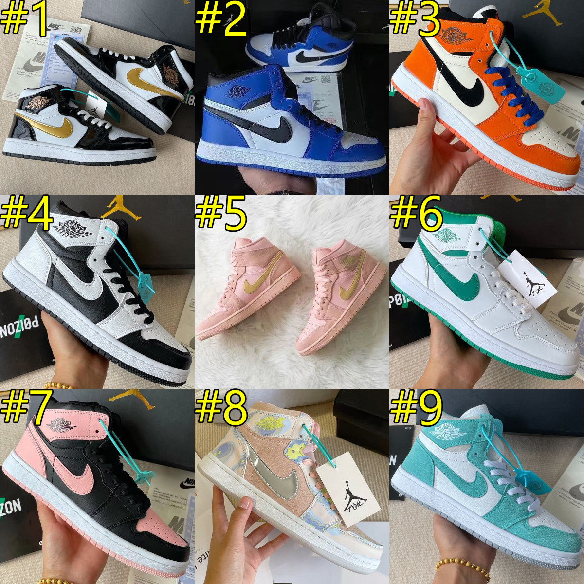 NIKE AIR JORDAN 1 AJ1 hight top couples stitching color basketball shoes sneakers On sale for$70.00 Original price$130.00