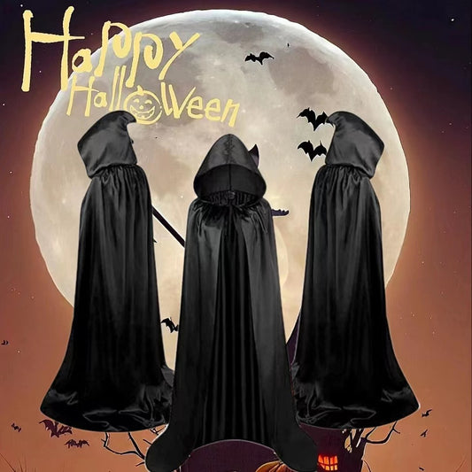 Disfraces con capa de Halloween, capa de mago para niños, capas con capucha, manto, decoración negra para fiesta