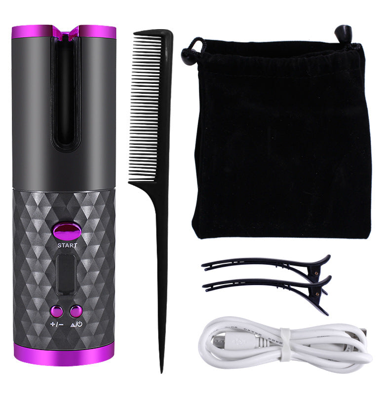 Bigoudi automatique Rechargeable pour femmes, fer à friser Portable avec écran LCD, en céramique, pour boucles rotatives et bouclées