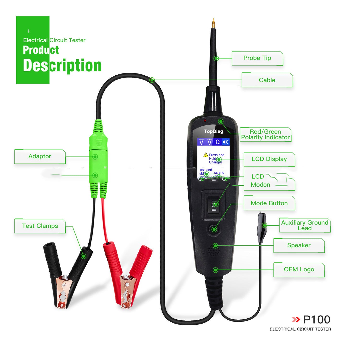 Probador de batería de circuito automotriz 