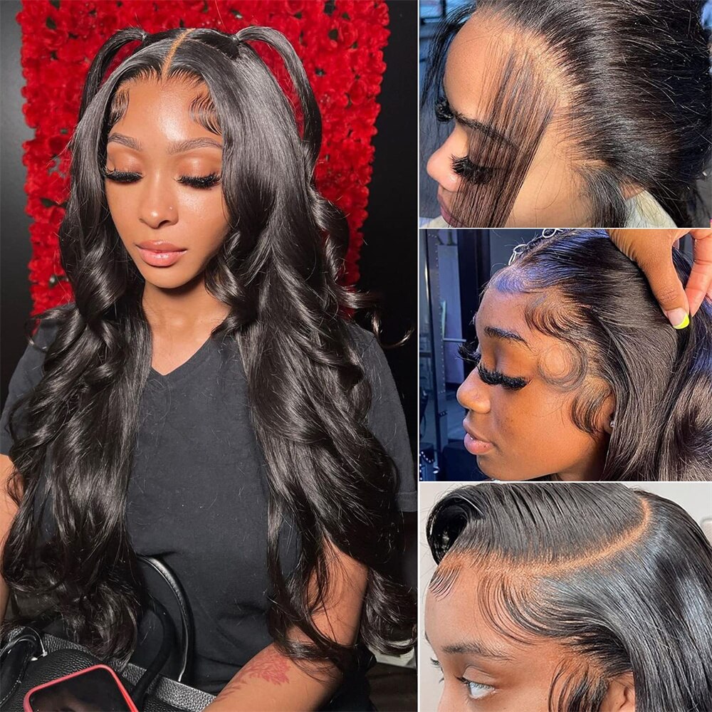 30”32”34”13x6 HD Lace Front Human Hair Wigs 150% 180% Body Wave Pre Plucked Transparent Lace Frontal  Perruque Cheveux Humain