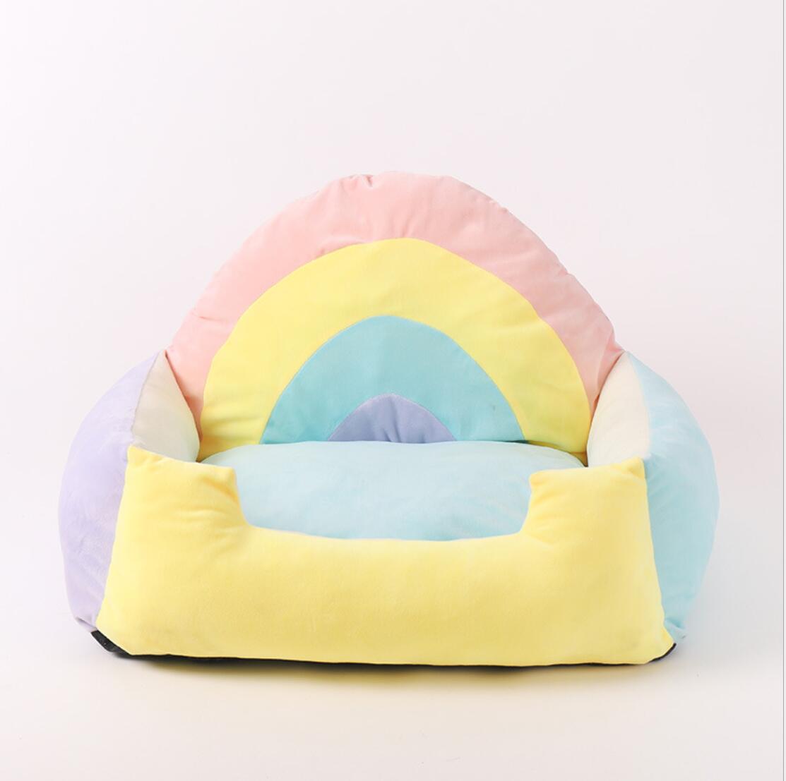 Rainbow Pet Bed Deep Sleep Comfort In Winter Cat Bed Little Mat Sofa For Cat's House Products Pets Tent Cozy Cave Beds