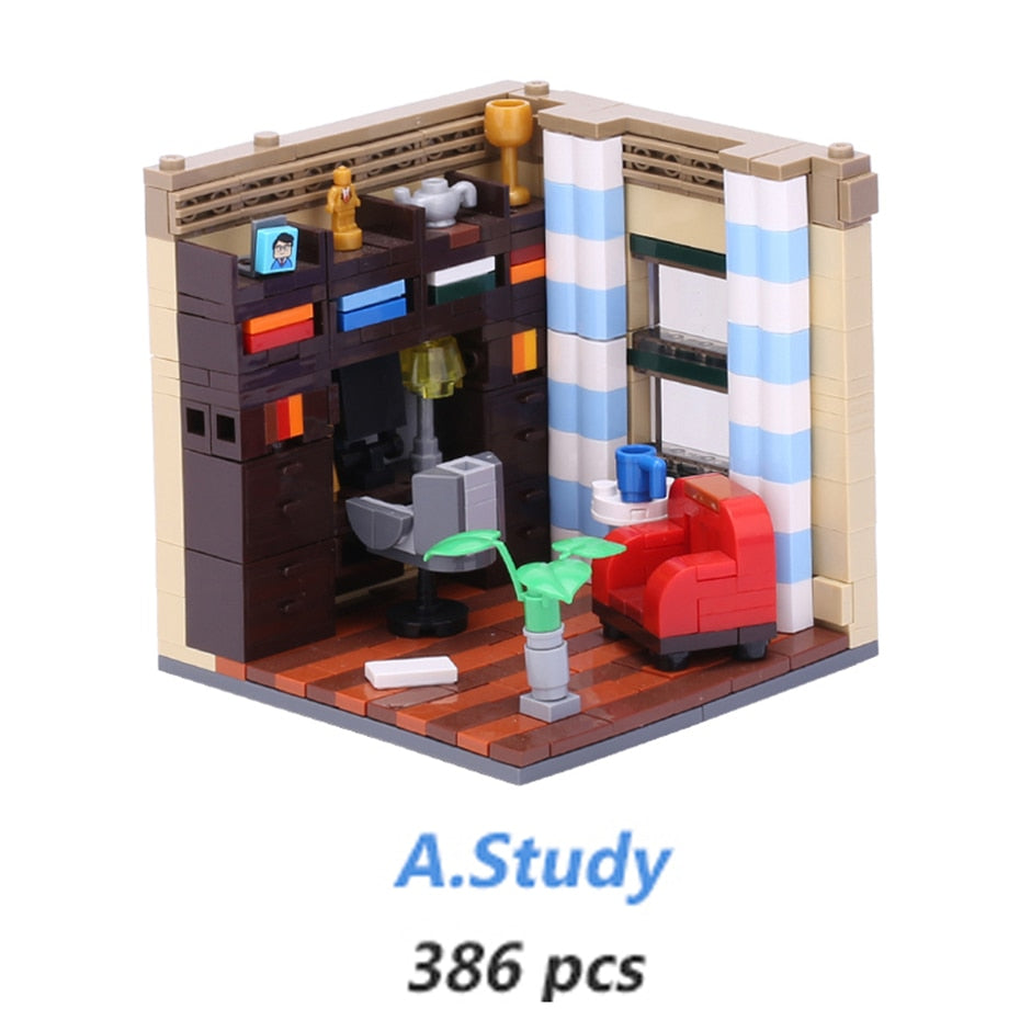 MEOA Living House Sets 6 Styles Home Furnishing Building Blocks MOC Bricks City Friends Home Building Sets Educational Toys Gift