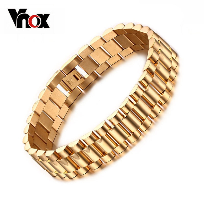 Vnox Men's Bracelet Gold-color Chunky Chain Bracelets Bangles Stainless Steel Male Jewelry Drop Shipping