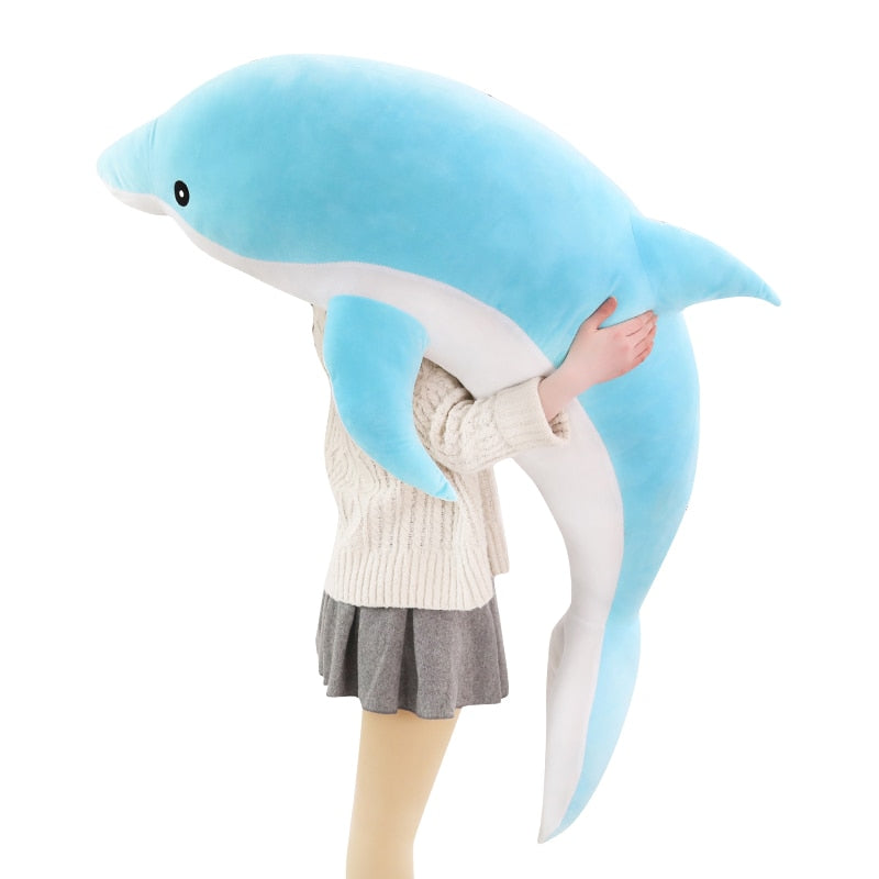 Juguetes de peluche de delfines Kawaii grandes para niños, muñeco de Animal marino de peluche, almohada suave para dormir de bebé de 160cm, regalo encantador para niñas