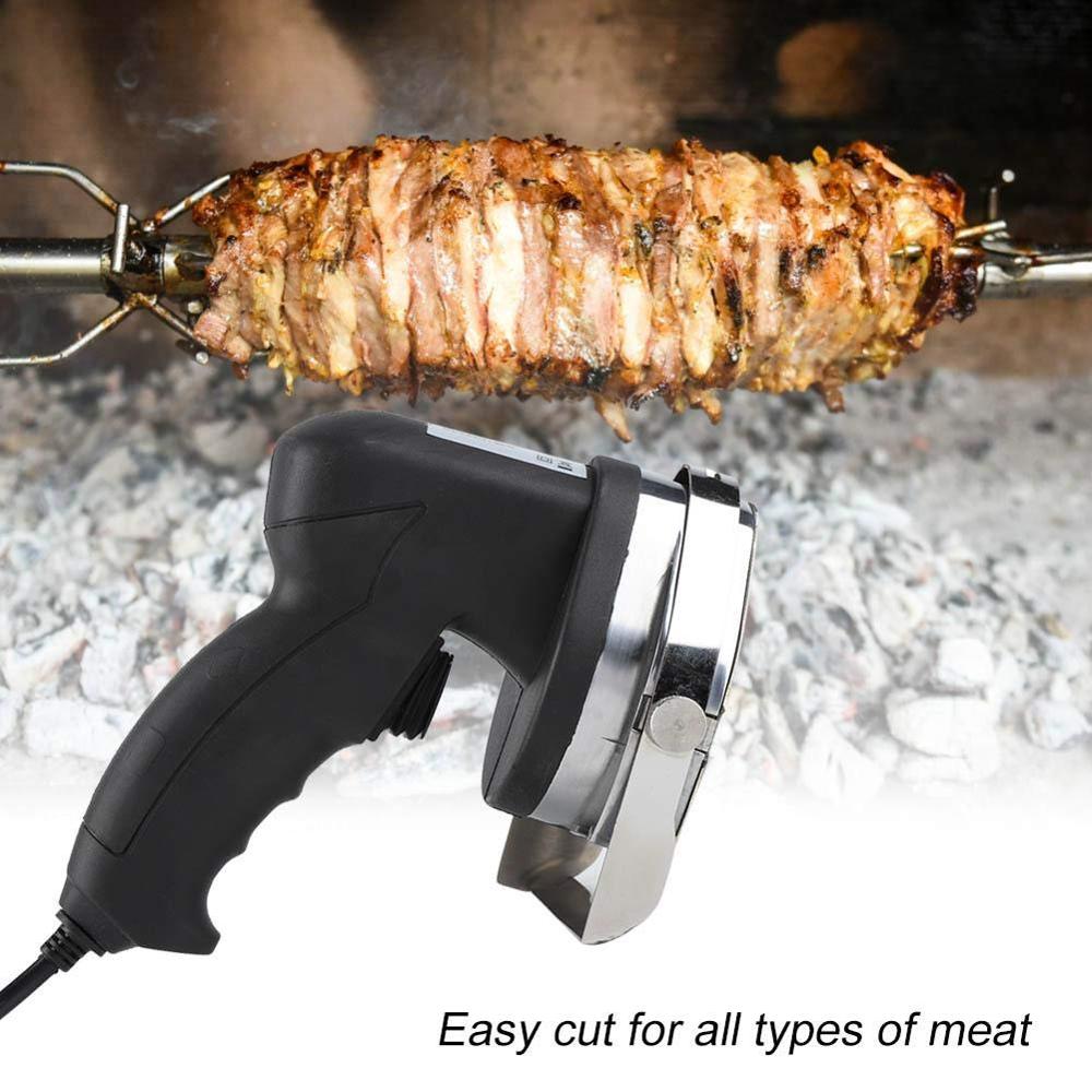 Cortadora de carne para barbacoa, cuchillo automático para Doner Kebab, cortadora eléctrica de Kebab con 2 cuchillas para cortar Shawarma Doner Kebab