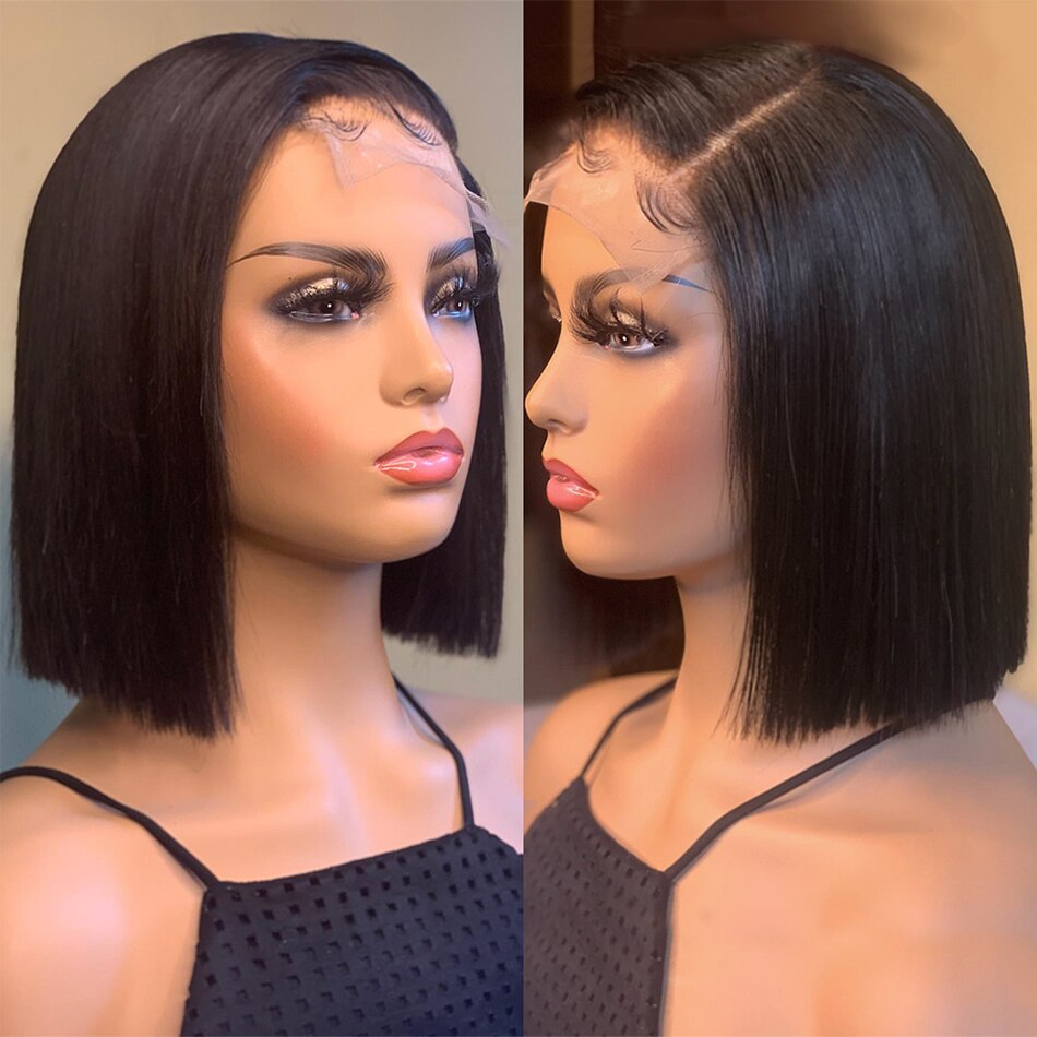 13x4 Short Bob Wigs Straight Lace Front Human Hair Wigs For Black Women perruque Cheveux Humain 180%