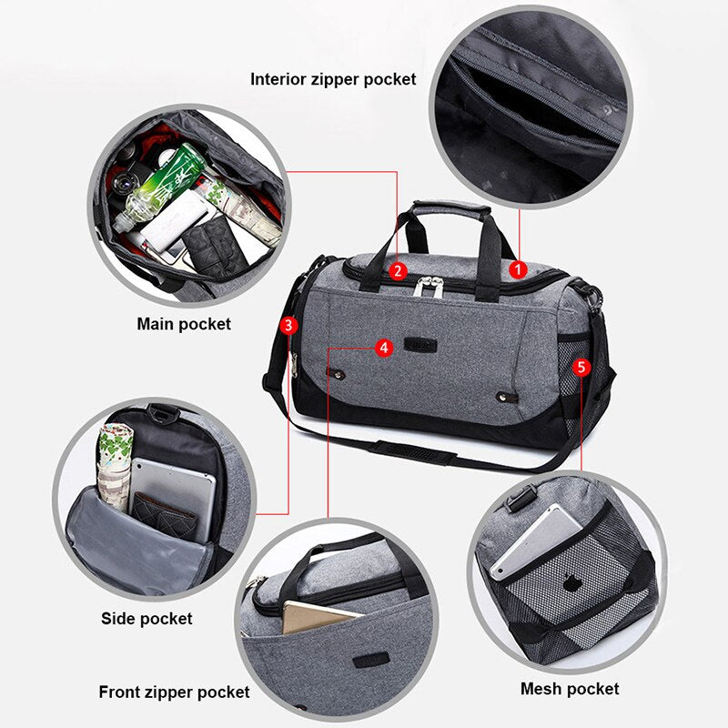 Scione-Bolso de viaje para hombre, equipaje de mano de gran capacidad, bolsas de lona de viaje, bolsos de fin de semana de nailon, bolsas de viaje multifuncionales para mujer