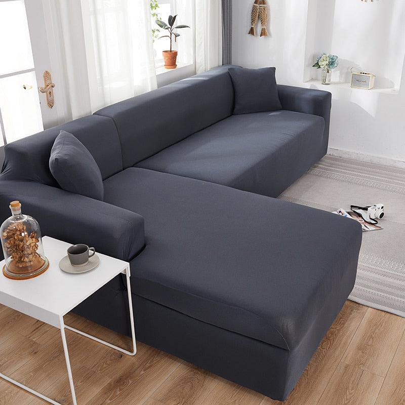 Plain Corner Sofa Covers for Living Room Elastic Spandex Couch Cover Stretch Slipcovers L Shape Sofa Need Buy 2pcs Sofa Cover