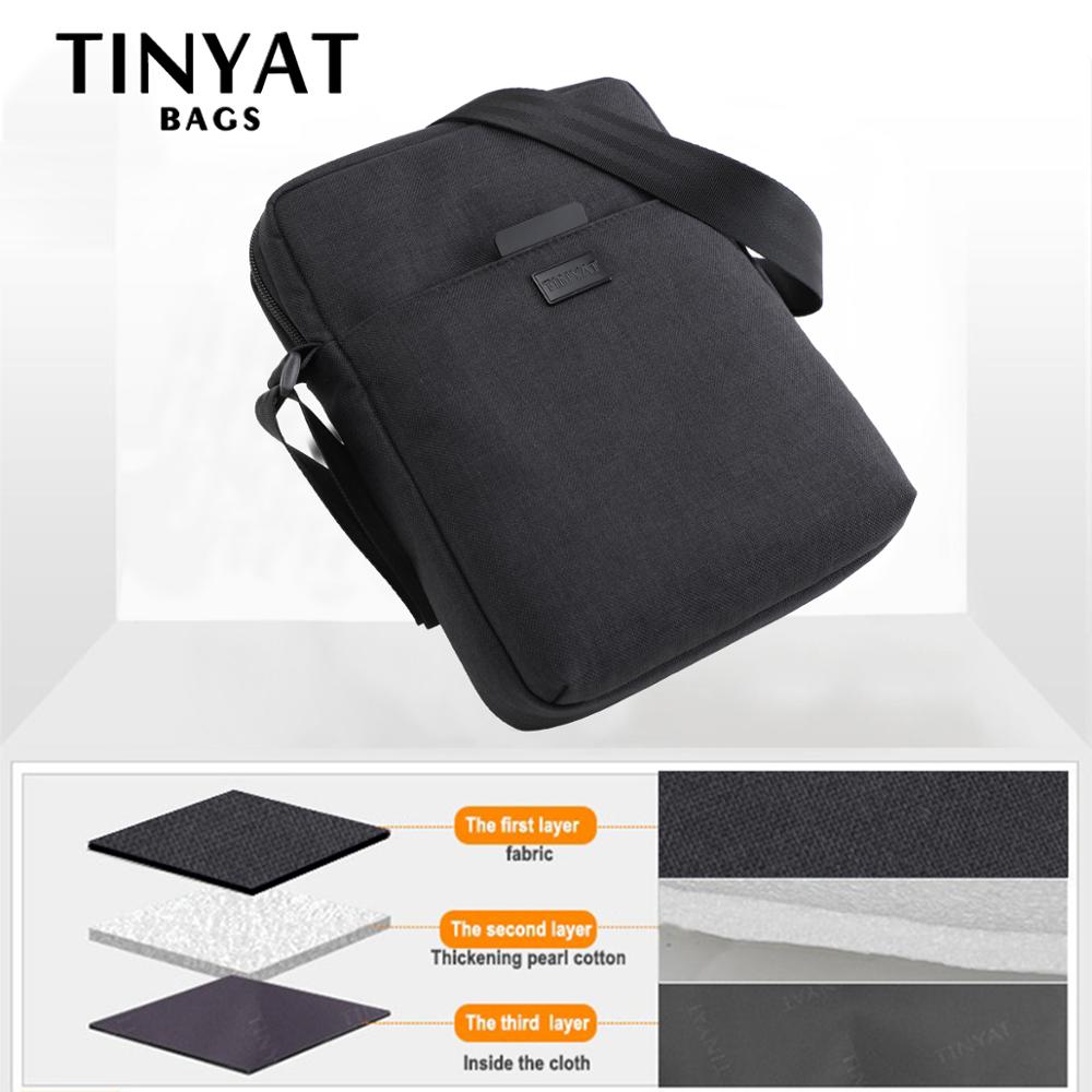 TINYAT sacs pour hommes sac à bandoulière en toile légère pour Ipad 7.9 'sacs à bandoulière décontractés sac à bandoulière d'affaires étanche pour hommes 0.13kg