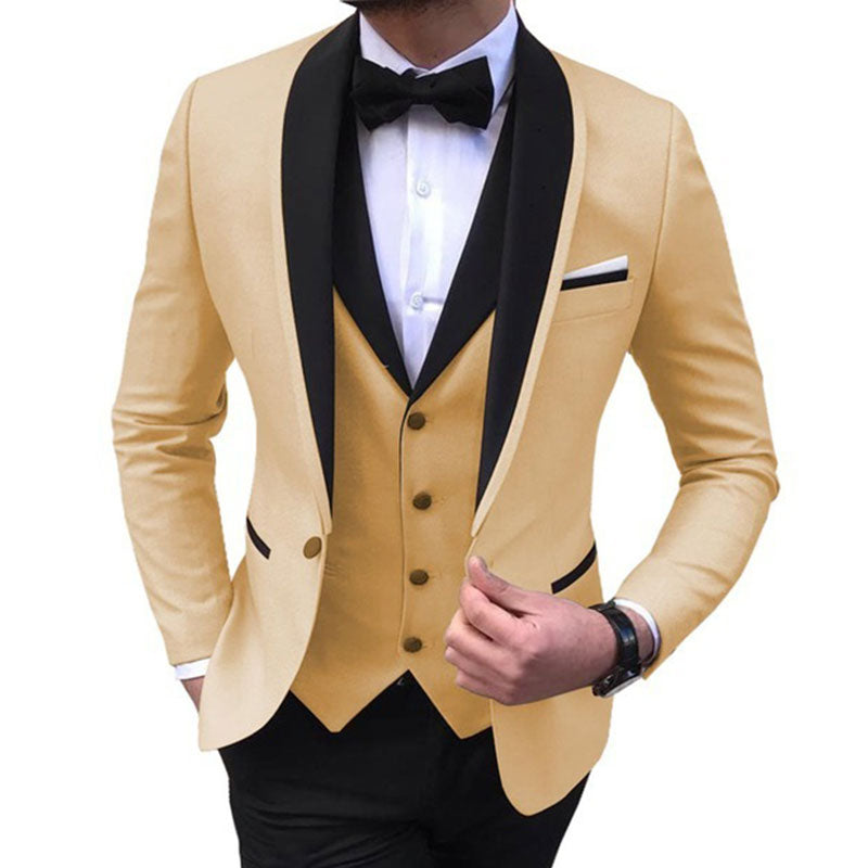 Robes de soirée veste + pantalon + gilet costumes de mode pour hommes coupe ajustée fête décontracté mâle Blazer robes d'occasion formelles Costume Homme