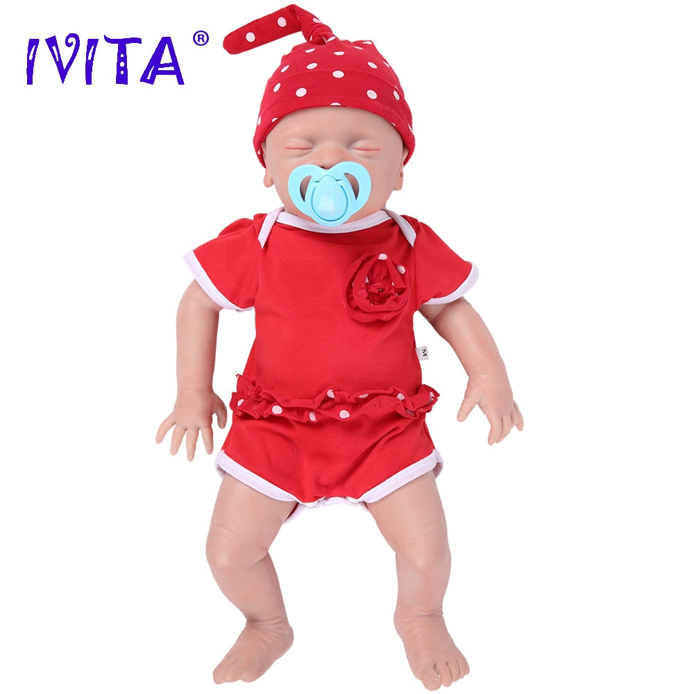 IVITA WG1514 18 pulgadas 2972g silicona suave realista bebé Reborn muñeca Similar a niña Real ojos cerrados Juguetes para niños