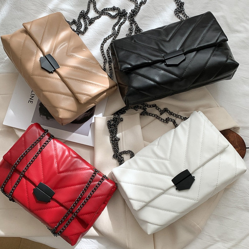 Nouveaux sacs à bandoulière à chaîne décontractés pour femmes mode sac à bandoulière Simple dames sacs à main de créateur sacs de messager en cuir PU