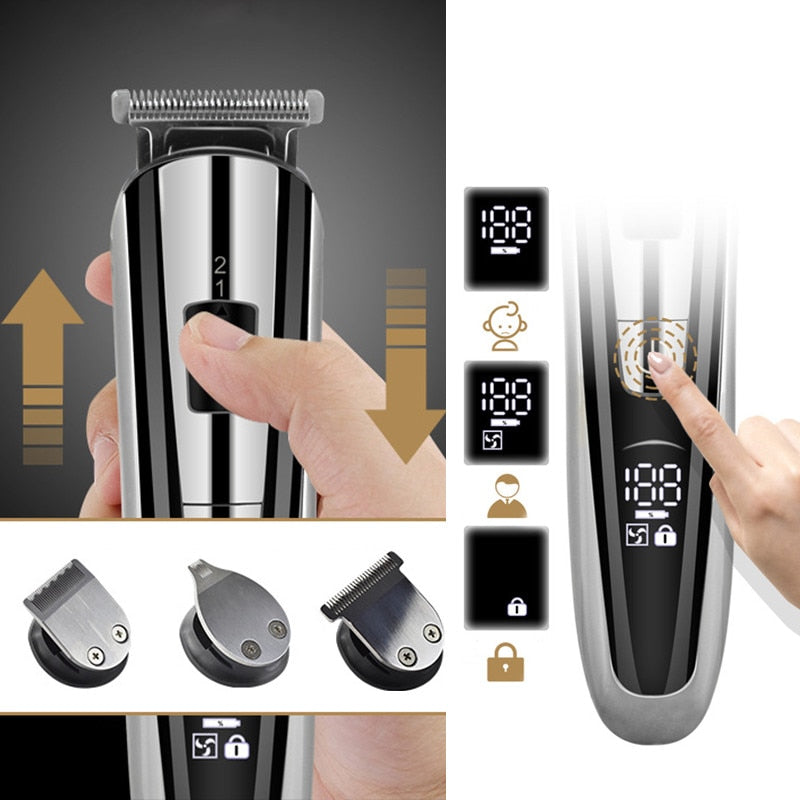 Kemei tondeuse à cheveux kit de beauté pour hommes rasoir électrique barbe trimme hommes rasoir multifonctionnel machine de découpe de cheveux