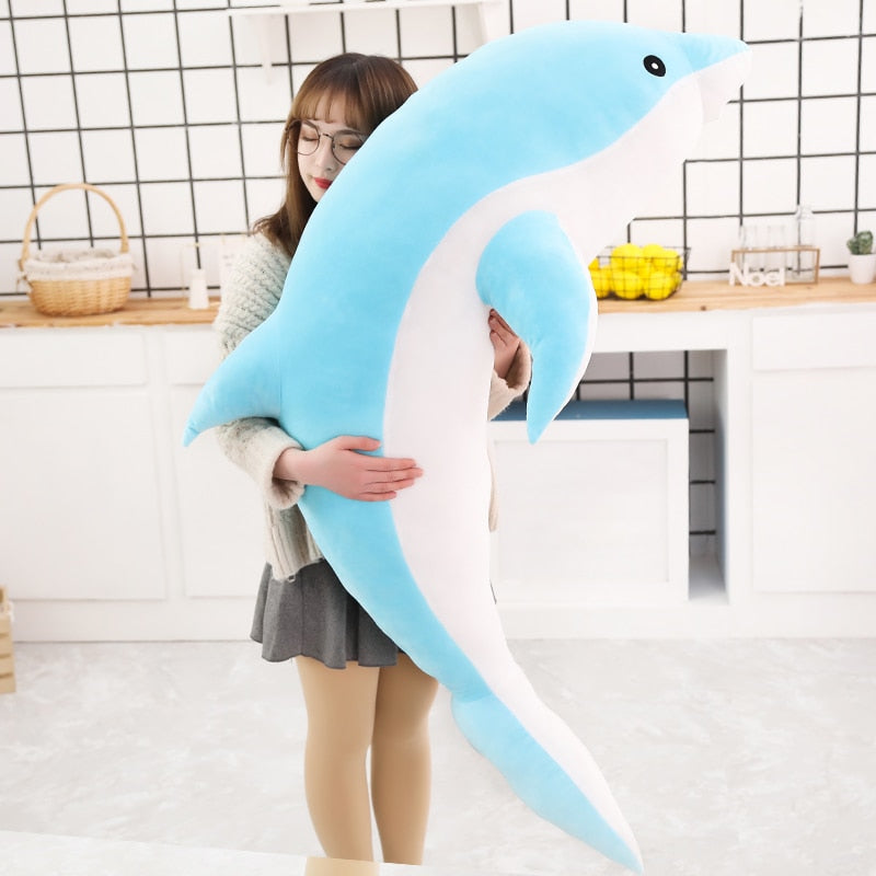 Grands jouets en peluche dauphin Kawaii pour enfants, poupée d'animal de mer en peluche de 160cm, oreiller de couchage doux pour bébé, joli cadeau pour enfants filles