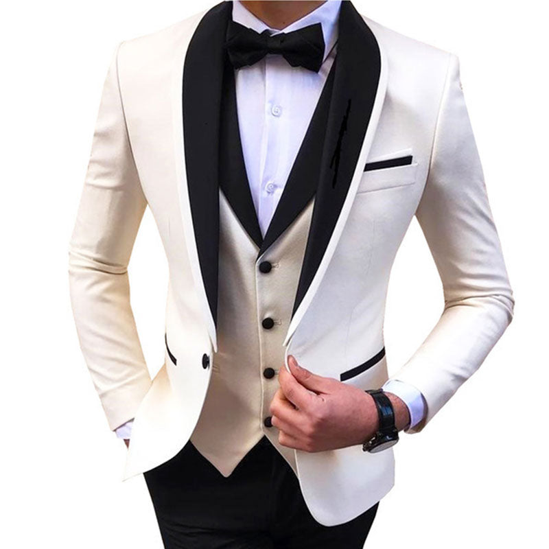 Robes de soirée veste + pantalon + gilet costumes de mode pour hommes coupe ajustée fête décontracté mâle Blazer robes d'occasion formelles Costume Homme