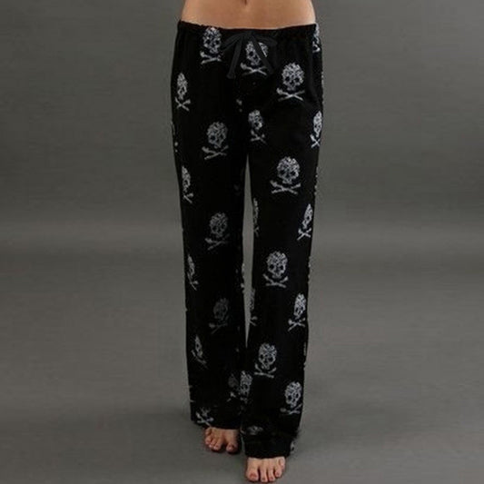 Pantalones con estampado de calavera de Halloween para mujer, pantalones de chándal holgados de cintura media, pantalón de pierna ancha para Fitness, novedad de 2022