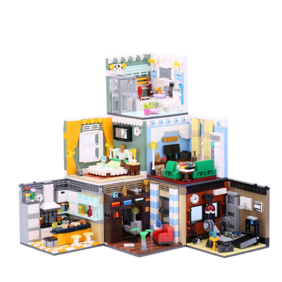 MEOA Living House Sets 6 Styles Home Furnishing Building Blocks MOC Bricks City Friends Home Building Sets Educational Toys Gift