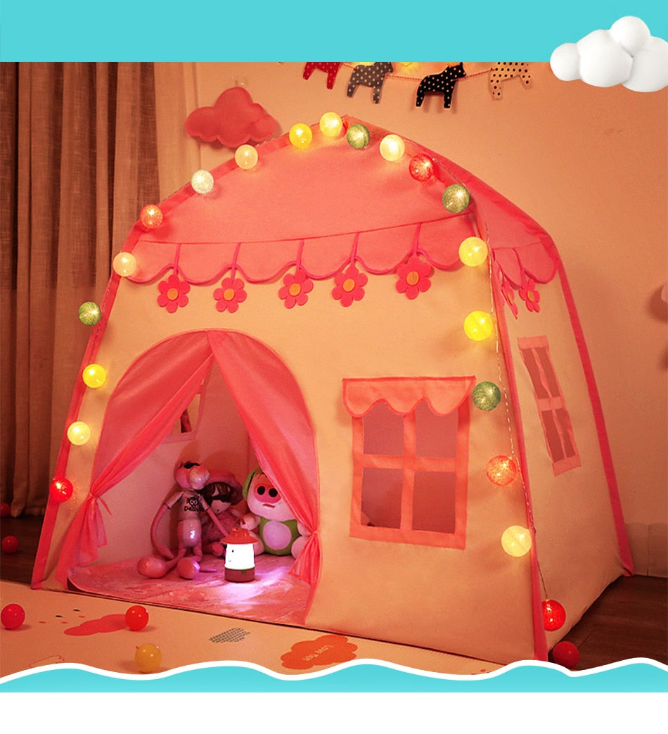 Tentes château de princesse pour enfants, tente de tipi Portable intérieure et extérieure pour enfants, tente de jeu pliante, maison de jeux pour bébés, piscine à balles