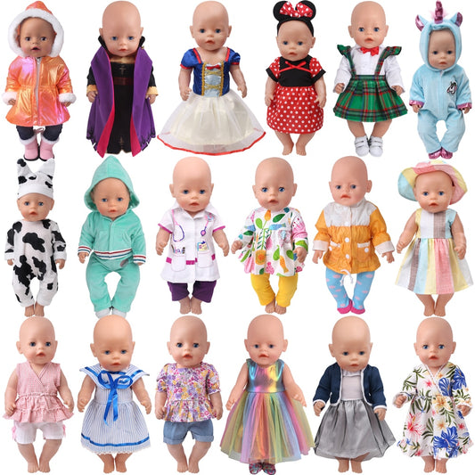 Ropa de muñecas americanas para niños de 43 Cm, vestido de princesa, uniformes escolares, falda de reina de unicornio, juguetes para bebés nacidos, muñeca para niñas de 18 pulgadas, regalo f41