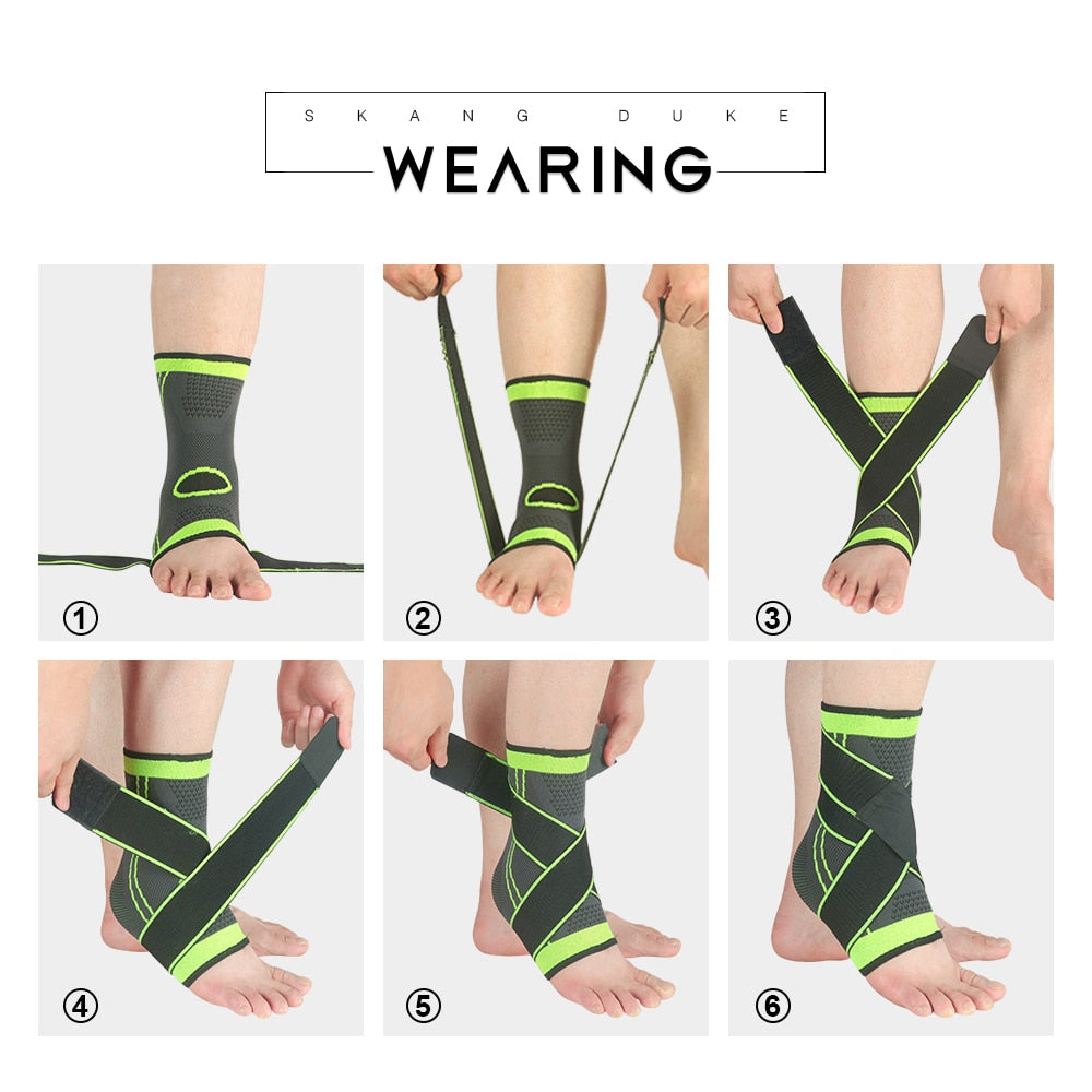 SKDK 1PC 3D Pressurized Bandage Ankle Support Wrist Sports Gym Badminton Ankle Brace Protector Foot Strap Sleeves Belt Elastic