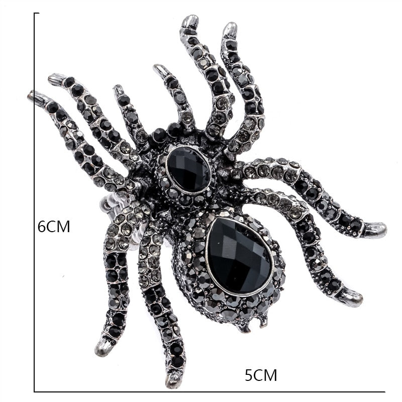 YACQ Araignée Extensible Anneau Écharpe Fermoir Halloween Fête Gothique Bijoux Cadeaux Charmes Femmes Filles Antique Argent Noir