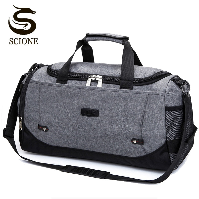 Scione-Bolso de viaje para hombre, equipaje de mano de gran capacidad, bolsas de lona de viaje, bolsos de fin de semana de nailon, bolsas de viaje multifuncionales para mujer