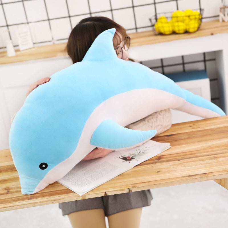 Grands jouets en peluche dauphin Kawaii pour enfants, poupée d'animal de mer en peluche de 160cm, oreiller de couchage doux pour bébé, joli cadeau pour enfants filles