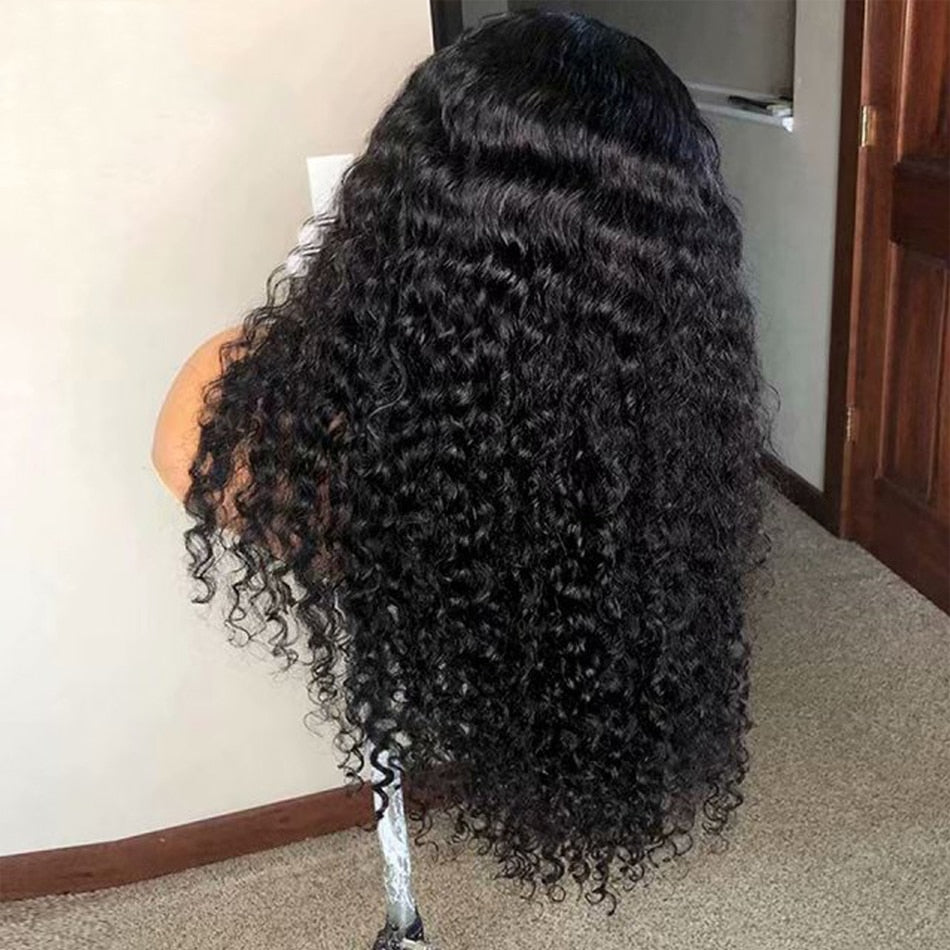 30 Inch Kinky Curly Lace Front Human Hair Wigs 13x4 Deep Wave Frontal Wig Transparent HD Lace Water Wigs Perruque Cheveux Humain