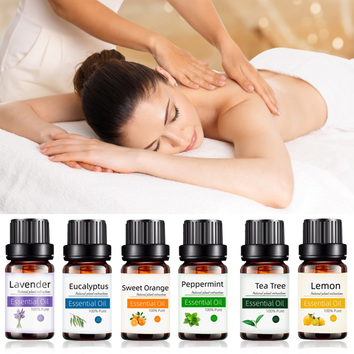 6pcs Lavender Essential Oil Set Natural Plant Aroma Oil body massage oil lavender tea tree lemon orange eucalyptus mint Oil