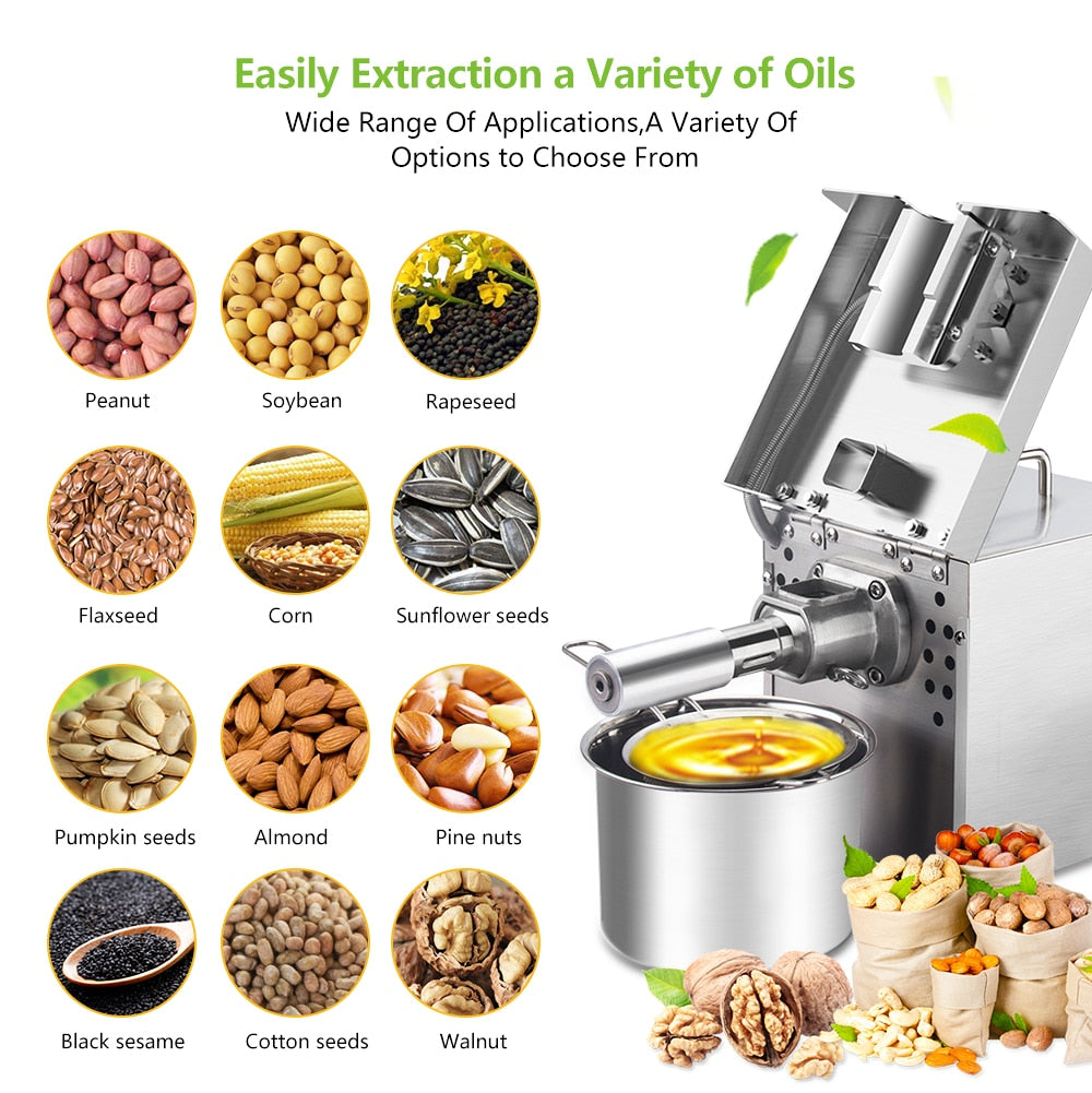 BioloMix New  Stainless Steel Oil Press Machine Commercial Home Oil Extractor Expeller Presser 110V or 220V available