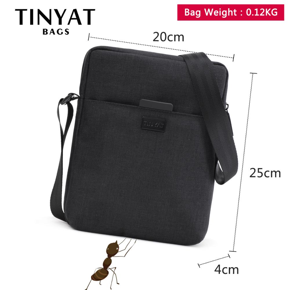 TINYAT sacs pour hommes sac à bandoulière en toile légère pour Ipad 7.9 'sacs à bandoulière décontractés sac à bandoulière d'affaires étanche pour hommes 0.13kg