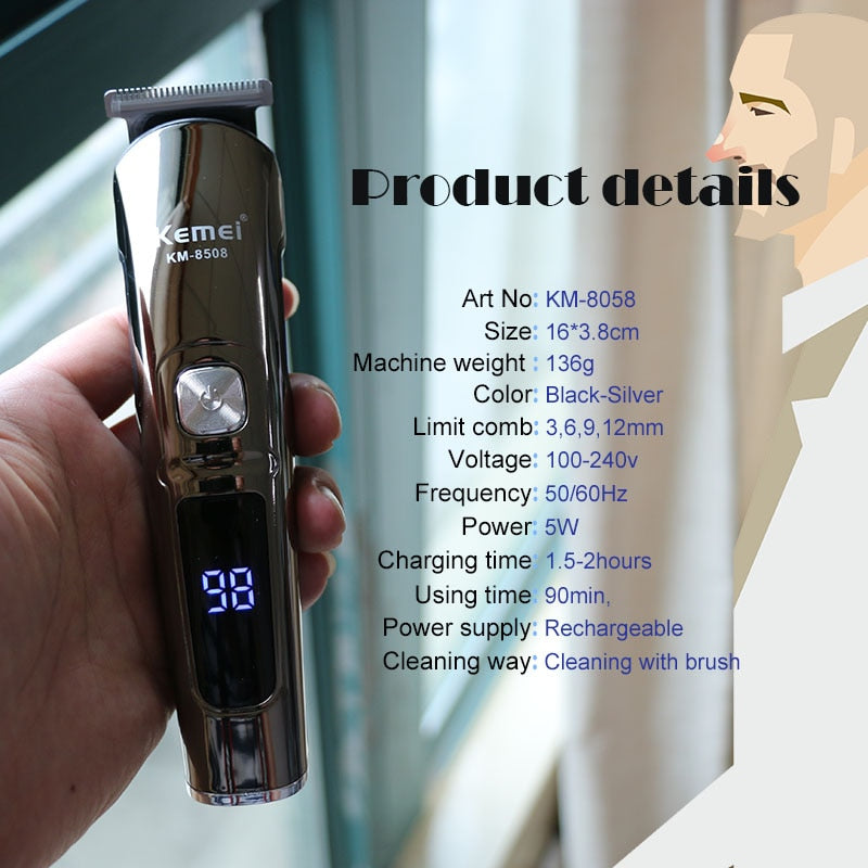 Kemei Hair Clipper Barber Hair Trimmer Electric Clipper Razor Shaver Beard Trimmer Men Shaving Machine Cutting Nose Trimmer