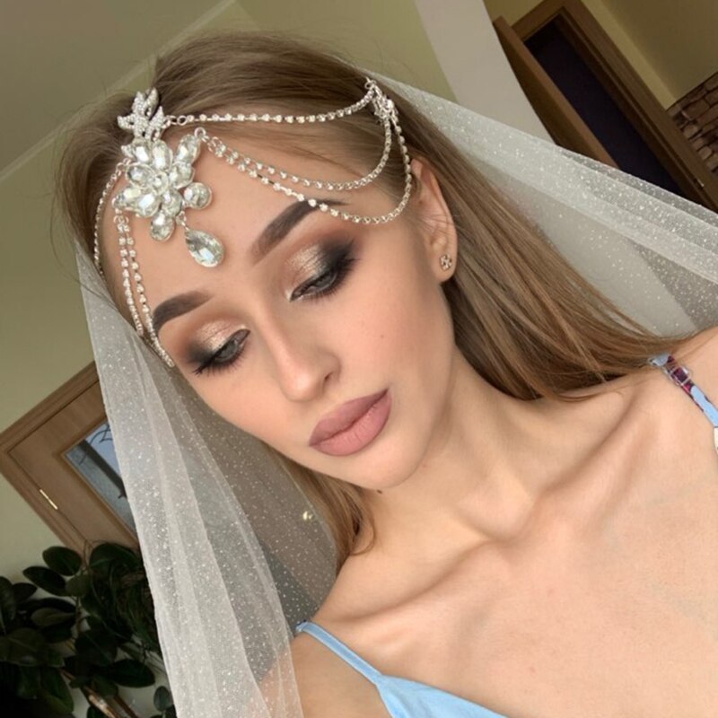 Nueva Tiara de boda con borlas, joyería para el cabello nupcial, accesorios de lujo para el cabello, joyería de moda spinki do wlosow, tocado con cadena para la cabeza