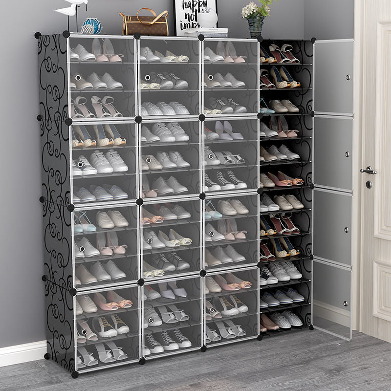 Shoe Rack Large Capacity Boot Storage 12 Cube Organzie Modular DIY Plastic 6 Tier 24-96 Pairs of Shoe