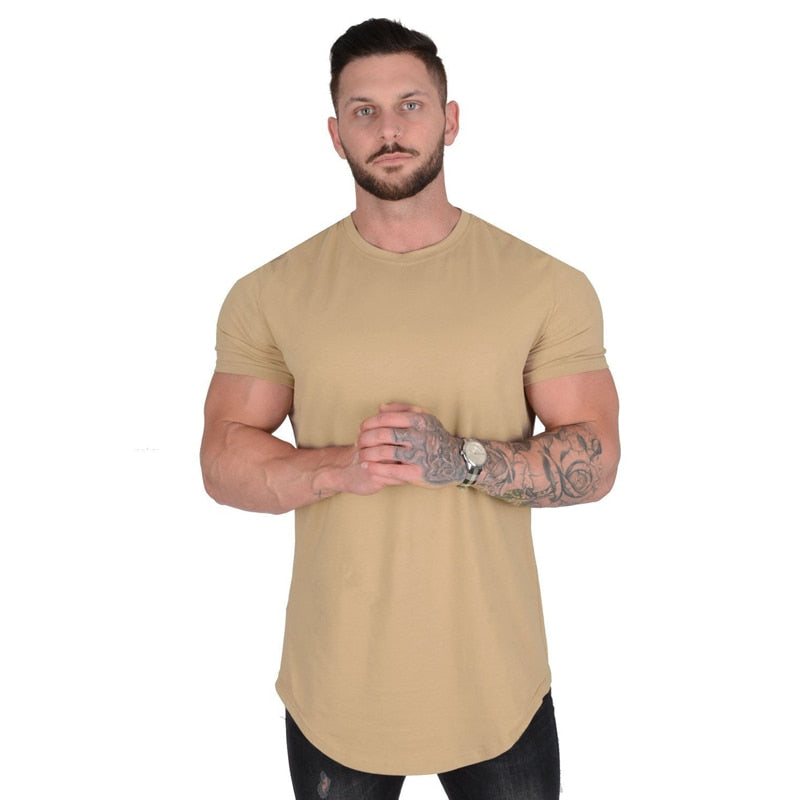 Camiseta de gimnasio para hombre, Camiseta de algodón de manga corta, camiseta ajustada informal en blanco, camisetas de entrenamiento para culturismo y Fitness para hombre, ropa de verano