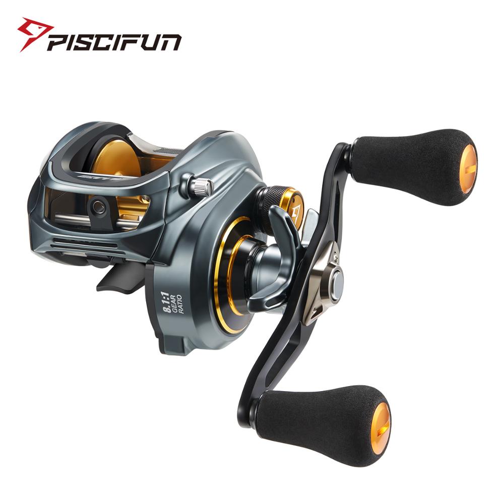 Piscifun Alijoz 300 carrete de Baitcasting de perfil bajo 15KG arrastre máximo 8 + 1 rodamientos marco de aluminio carrete de pesca de agua dulce y salada