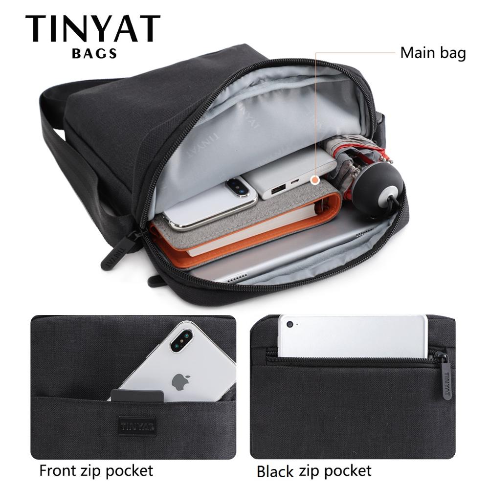 Bolsos TINYAT para hombre, bolso de lona ligero para Ipad de 7,9 pulgadas, bolsos cruzados informales, bolso de hombro de negocios impermeable para hombres, 0,13 kg