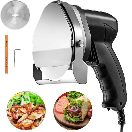 Cortadora de carne para barbacoa, cuchillo automático para Doner Kebab, cortadora eléctrica de Kebab con 2 cuchillas para cortar Shawarma Doner Kebab