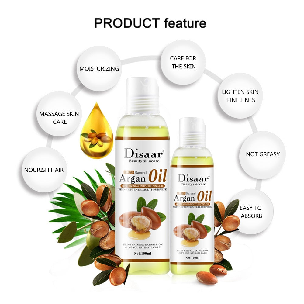 Disaar 100% huile d'argan biologique naturelle huile de relaxation visage et corps Massage hydratant meilleur produit de contrôle de soins de la peau