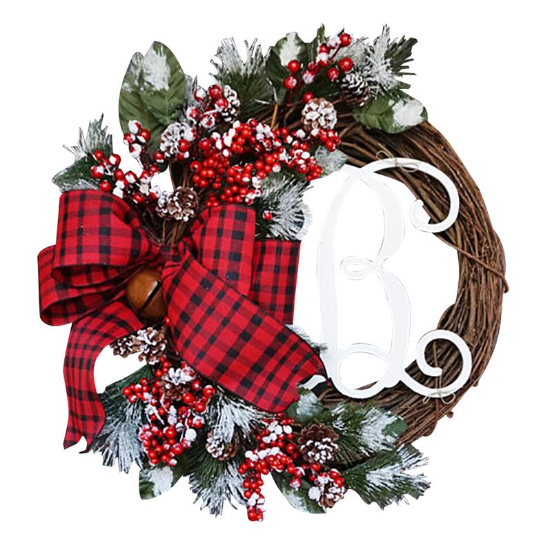 Christmas Wreath Artificial Plant Rattan Circle Wall Decoration Simulation Fake Flower Door Hanging Wreath For Home