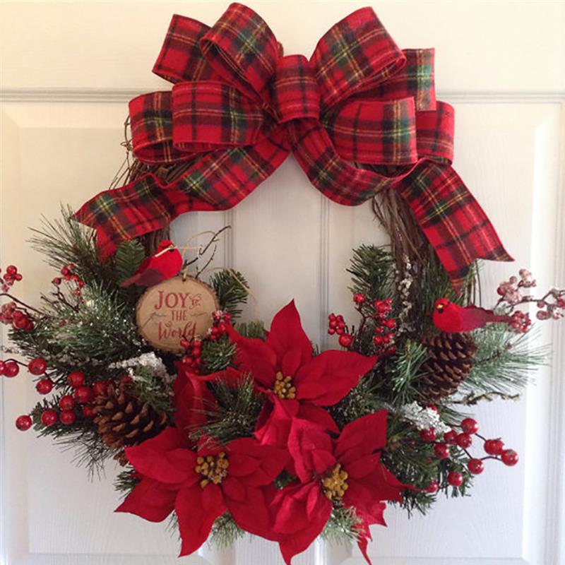 Christmas Wreath Artificial Plant Rattan Circle Wall Decoration Simulation Fake Flower Door Hanging Wreath For Home