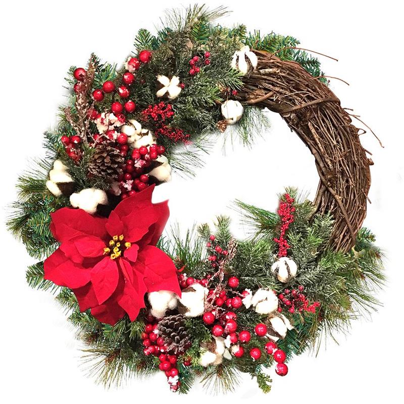 Christmas Wreath Artificial Plant Rattan Circle Wall Decoration Simulation Fake Flower Door Hanging Wreath For Home