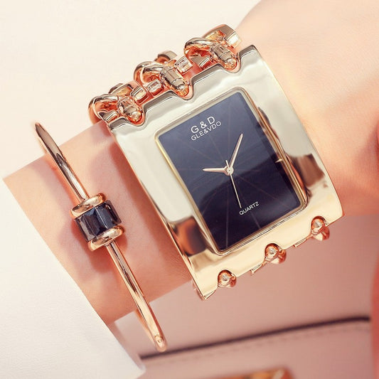 Reloj con correa de oro/oro rosa/plata para mujer, relojes de pulsera de marca de lujo para mujer, reloj de cuarzo con diamantes de imitación de acero inoxidable completo