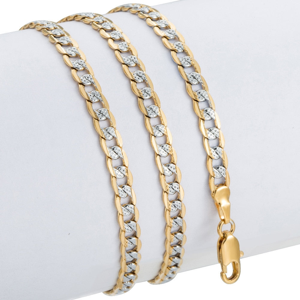 Trendsmax Gold Color Chain Necklace For Men Women Cuban Link Chain Male Necklace Fashion Men's Jewelry Wholesale Gifts 4mm GN64