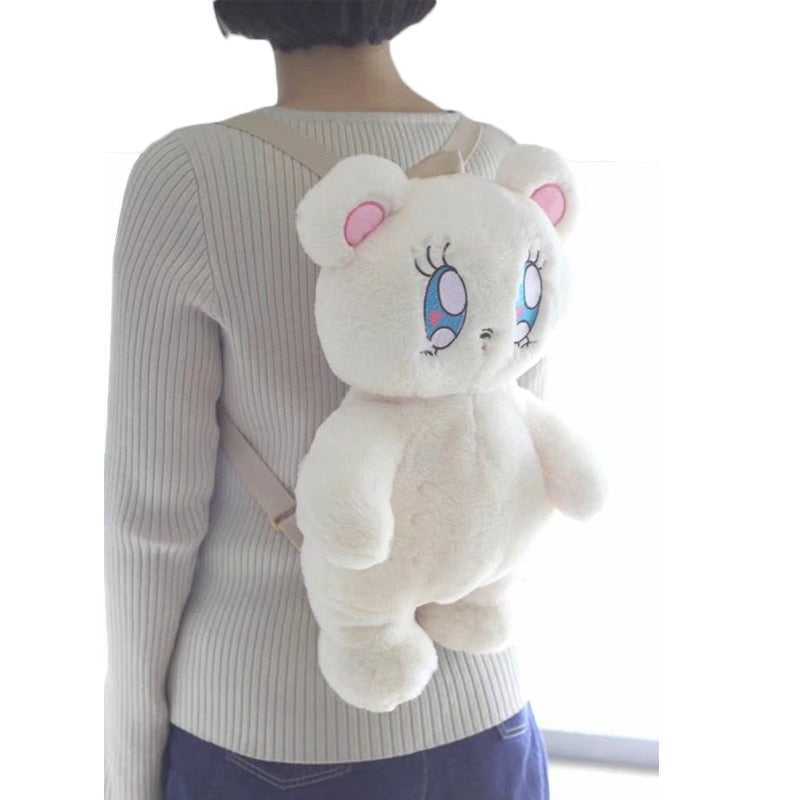 Sac à dos en peluche ours Kawaii, mignon oreiller, jouet pour enfants, sac d'école de dessin animé Animal, poupées d'anniversaire et de noël, cadeau pour filles, décor