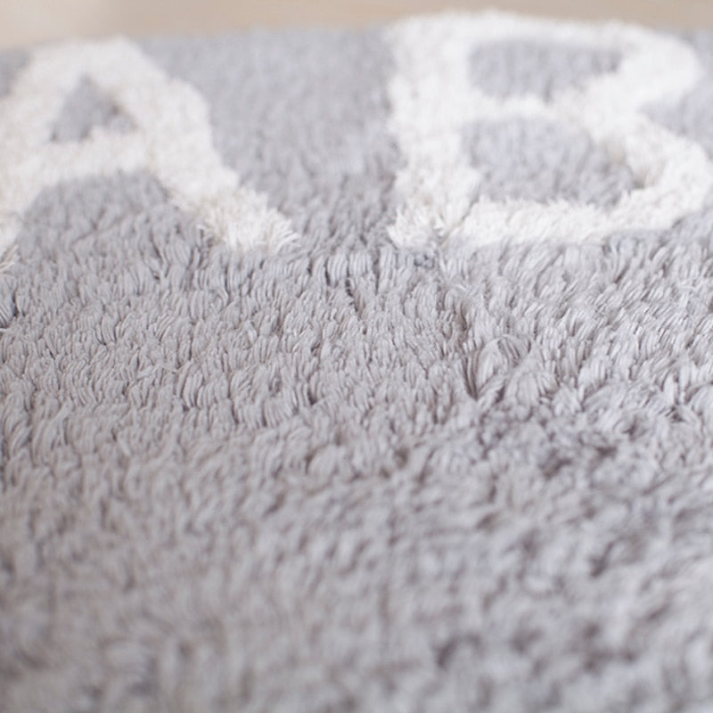 Tapis rond en coton avec lettres, rose doux, gris, zone de jeu pour animaux de compagnie, salon, décoration de chambre d'enfants, accessoires de photographie