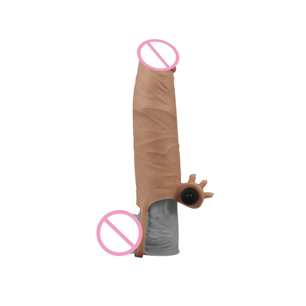 Consolador vibratorio realista TPE, extensor de agrandamiento, condón con bala vibradora, funda para pene, juguete sexual para adultos para hombre