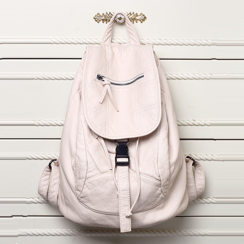 Sac à dos en cuir lavé pour femmes, marque célèbre de luxe, sac à bandoulière décontracté, sac d'école pour adolescents, sacs à la mode pour femmes